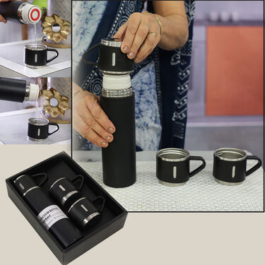 12 Hours Hot - Insulated Flask + 3 Cups