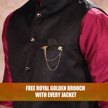 Pick any 1 Royal Ethnic wear Jacket with pocket + Free Designer Golden Brooch (1NJM1)