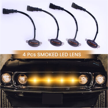 4 Pieces Smoked LED Lens Front Grille Running Light Universal For Car (CGL)