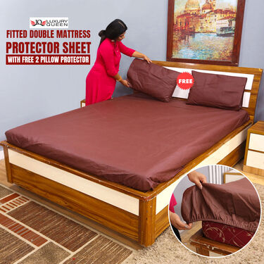 Double Fitted Mattress Protector Sheet with 2 Pillow Protector Free (DMP7)