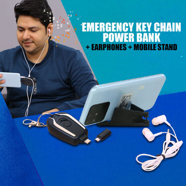 Emergency Keychain Power Bank + Earphones + Mobile Stand (PB5)