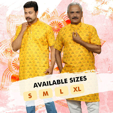 Mens Shreeram Printed Long Kurta with Chain And Pendent Free (K1L4)