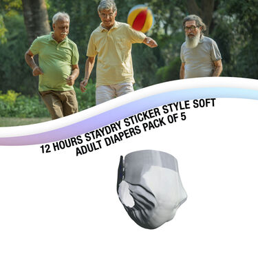 12 Hrs StayDry Sticker Style Soft Adult Diapers - Pack Of 5 (LPAD)