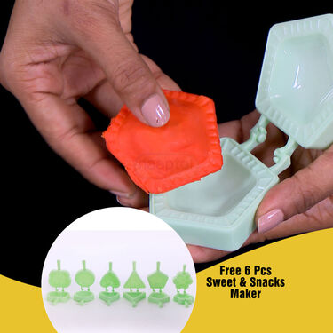 4 in 1 Puri Kachori & Gujiya & Momo-Modak Maker + Free 6 Pcs Snack Maker (PKG12)