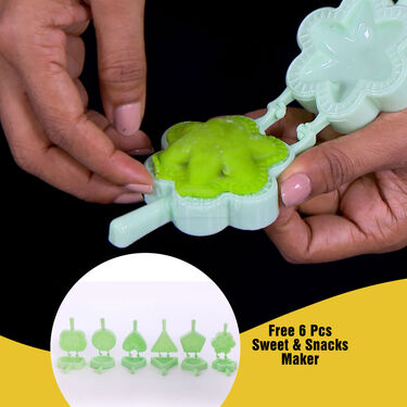 4 in 1 Puri Kachori & Gujiya & Momo-Modak Maker + Free 6 Pcs Snack Maker (PKG12)