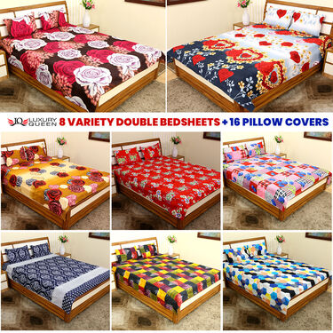 Pack of 8 Blossom Collection Double Bedsheets Set (8BS50)