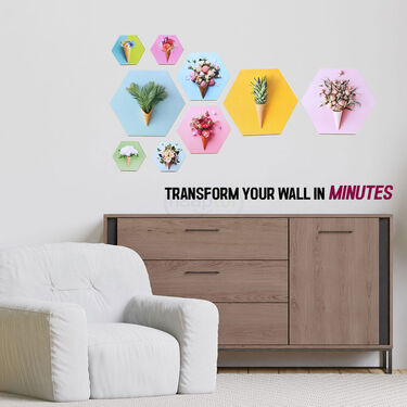 Pack of 9 Wooden 3D Wall Hanging Decoration for Home (WWH-1)