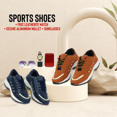 Sports Shoes + Free Leatherite Watch + Aluminium Wallet + Sunglasses - Pick Any 1 (SW41)