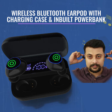 Wireless Bluetooth Earpod with Charging Case & Inbuilt Powerbank