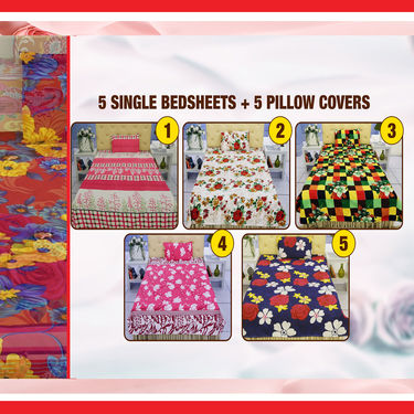 10 Bedsheet Sets + 15 Pillow Covers Mega Combo (5DSBS1)