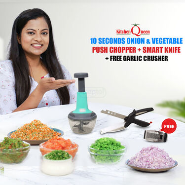 10 sec Onion & Veg Push Chopper + Garlic Crusher + Smart Knife (PC7)