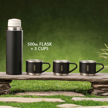 12 Hours Hot - Insulated Flask + 3 Cups