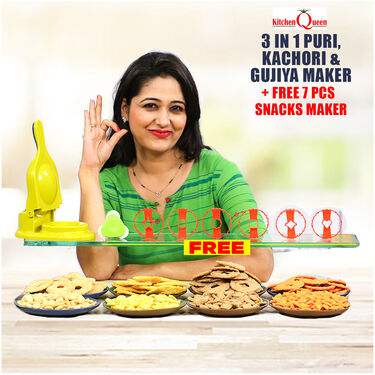 3 in 1 Puri Kachori & Gujiya Maker + Free 7 Pcs Snack Maker (PKG2)