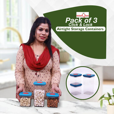 Pack of 3 Click & Lock Airtight Storage Containers (3CL1)