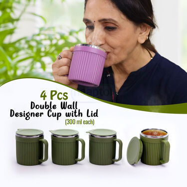 4 Pcs Double Wall Cup With lid (4CL2)