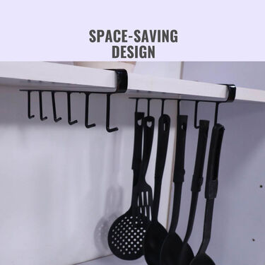 6 Hooks Multipurpose Metal Shelf Hanging Rack - Pack Of 2 (6HUSR1)