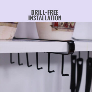 6 Hooks Multipurpose Metal Shelf Hanging Rack - Pack Of 2 (6HUSR1)