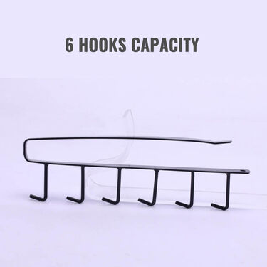 6 Hooks Multipurpose Metal Shelf Hanging Rack - Pack Of 2 (6HUSR1)