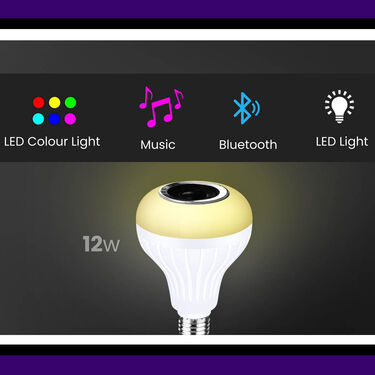 Colour Changing LED Bulb with Bluetooth Speaker & Remote + Free Disco Bulb + Free Night Lamp