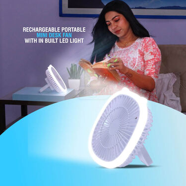 Rechargeable Portable Mini Desk Fan With in built led Light (EF14)